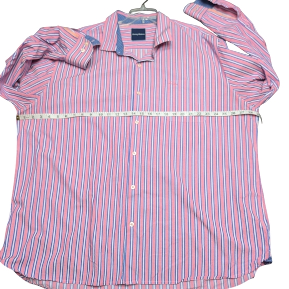 Tommy Bahama Men's Pima Cotton Casual Button Down Pink and Blue Stripes Size 3XL - Picture 6 of 8